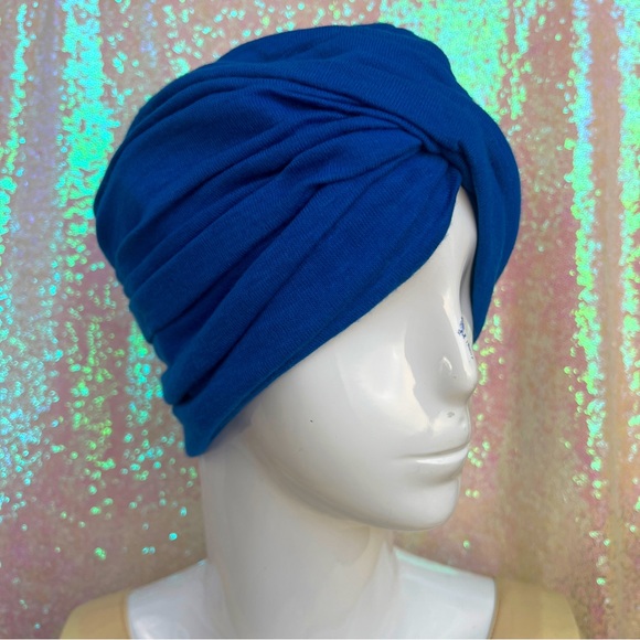 60s/70s Blue Layered Fold Turban - Picture 13 of 13